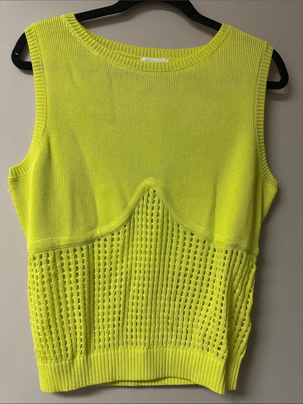 The Drop Sulphur Spring Neon Open Knit Sweater Tank Size L NWT